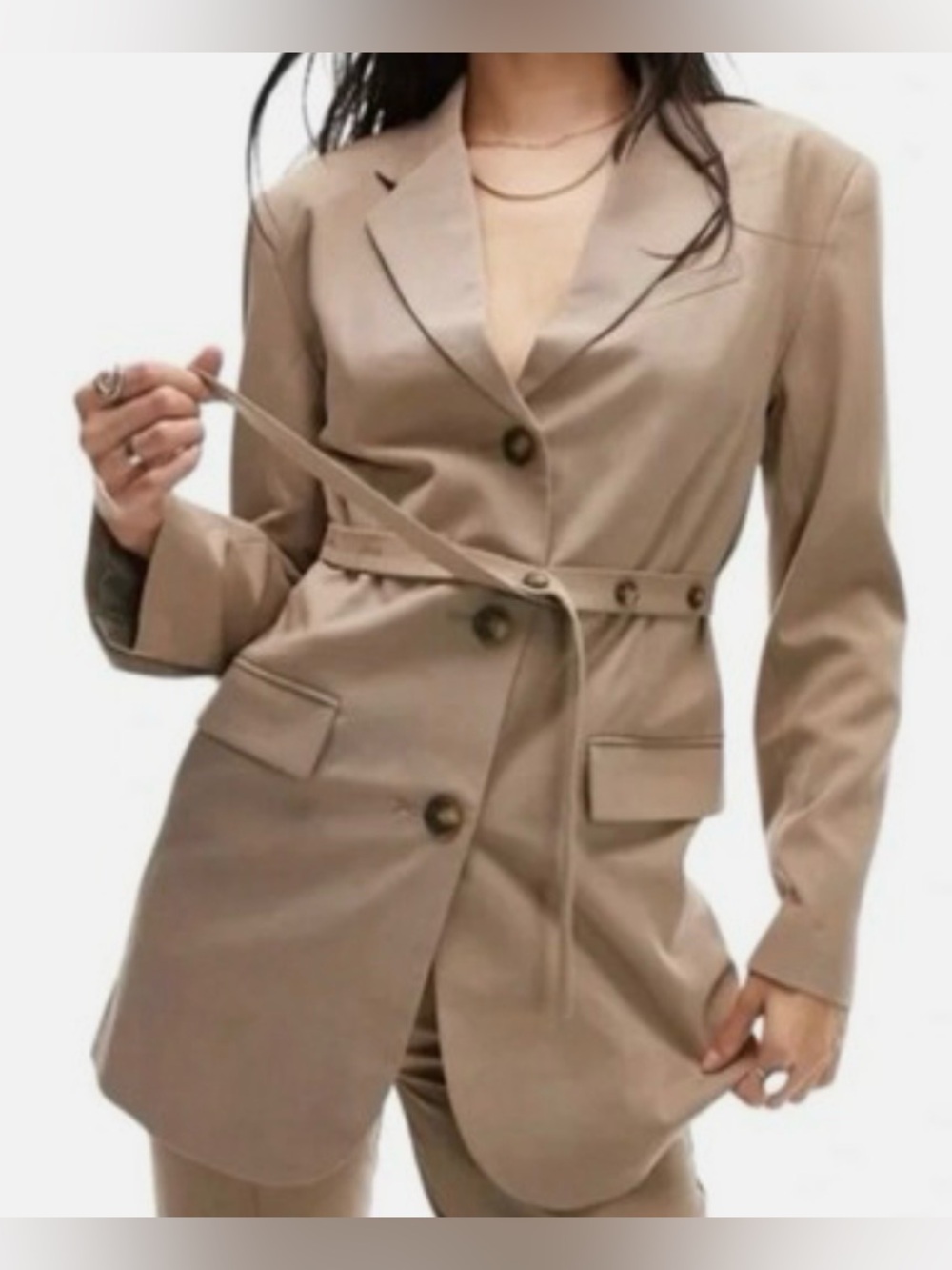Top Shop Women's Taupe Belted Blazer Jacket size 10